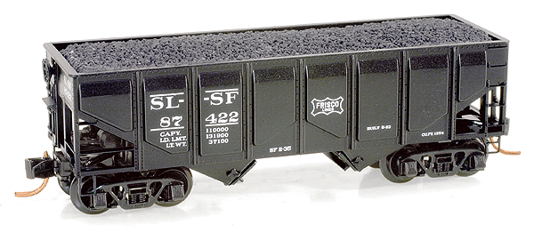 2-Bay Panel-Side Hopper w/Coal Load -- St. Louis-San Francisco #87422 (black)