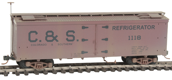 30' Composite-Frame Wood Reefer - Ready to Run w/Add-On Parts -- Colorado & Southern #1118 (Weathered, orange, black, Large C&S)