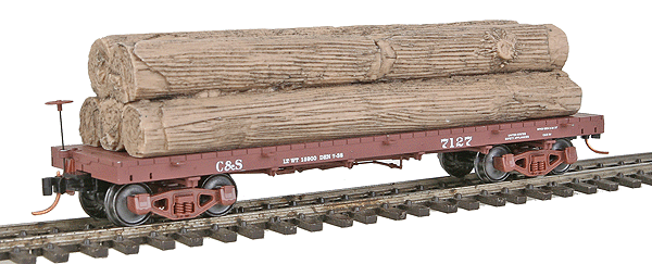 30' Flatcar w/ Log Load Hon3 -- Colorado & Southern #7127