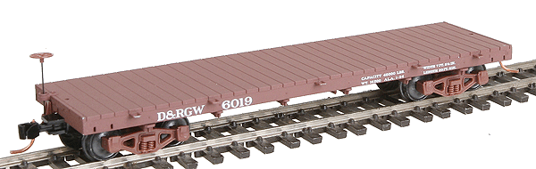 30' Flatcar -- Denver & Rio Grande Western #6019 (Boxcar Red, white Lettering)