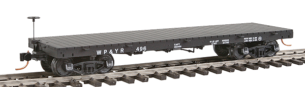 30' Flatcar, Assembled -- White Pass & Yukon #496 (black, white Logo and Lettering)