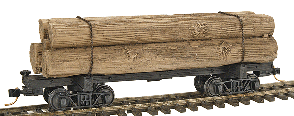30' Log Car w/Log Load, Scale Chain Wrappers & Arch Bar Trucks - Ready to Ru -- Unlettered