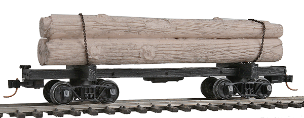30' Log Car w/Log Load, Scale Chain Wrappers & Arch Bar Trucks - Ready to Ru -- Unlettered (black, 5/2011 Version Load)