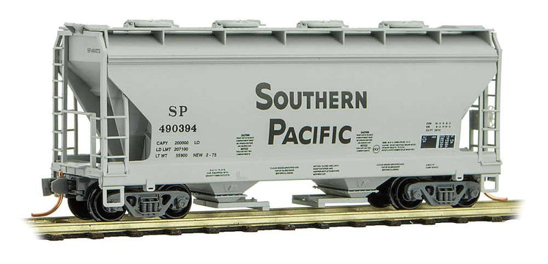 ACF 39' 2-Bay Center-Flow Covered Hopper w/Round Hatches - Ready to Run -- Southern Pacific #490394 (gray, black)