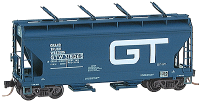 39' ACF 2-Bay Center Flow Covered Hopper -- Grand Trunk Western Railway #315065 (GTW Blue, white lettering)