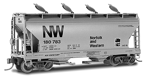 39' ACF 2-Bay Center Flow Covered Hopper -- N&W