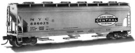 ACF 3-Bay Center Flow Covered Hopper - Round Hatch Version -- NYC