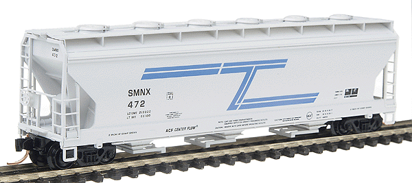 3-Bay ACF Center Flow(R) Covered Hopper w/Round Hatches -- SMNX - Solvay Minerals Inc. #472