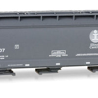 ACF 3-Bay Center Flow Covered Hopper w/Elongated Hatches - Ready to Run -- Illinois Central #799607 (gray, white, Stripe I/Death Star Logo)