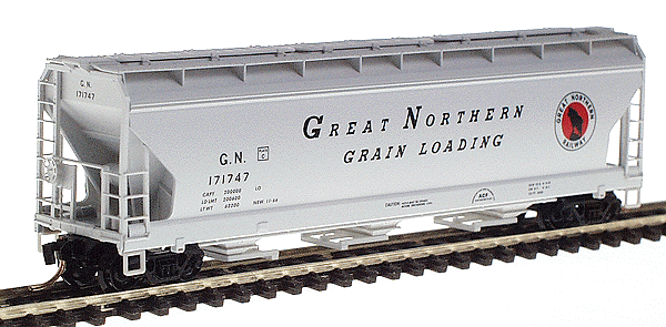 ACF 3-Bay Center Flow Covered Hopper w/Elongated Hatches -- Great Northern #171747 (light gray, black lettering)