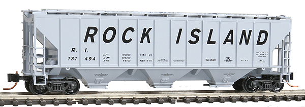 Pullman-Standard PS-2 CD 4427 3-Bay Covered Hopper - Ready to Run -- Rock Island #131494 (gray, Billboard Italic Lettering)