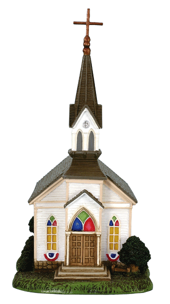 Micro-Seasons(R) Liberty Town USA Church -- 5-3/4 x 3-1/4 x 6-1/8"