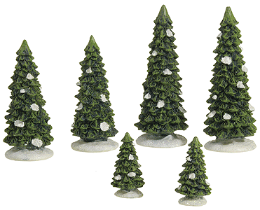 Micro-Seasons(R) Table-Top Town North Pole Village(NOT TRUE TO SCALE) -- Fir Tree Assortment (Set of 6)