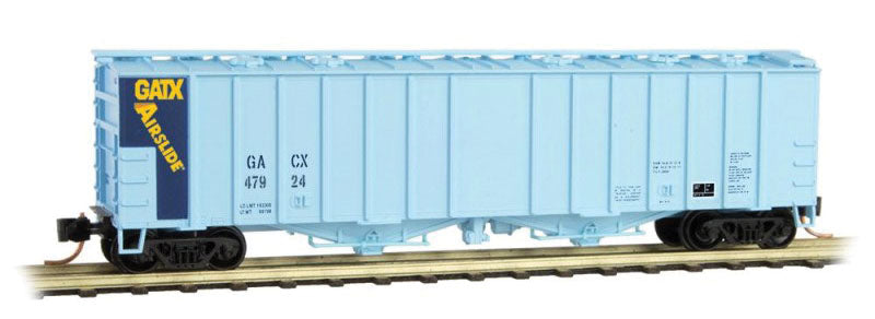 50' Airslide Covered Hopper - Ready to Run -- GATX Leasing GACX #47924 (blue, yellow, GATX Airslide on End)