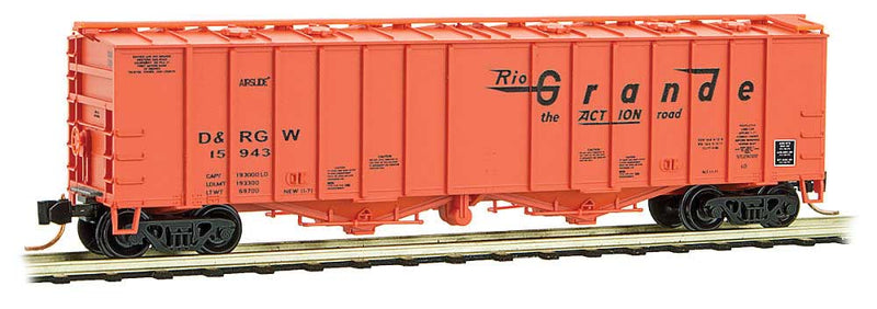 50' Airslide Covered Hopper - Ready to Run -- Denver & Rio Grande Western 15943 (orange, Large Flying Grande Logo)