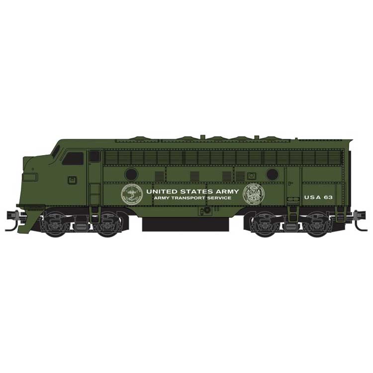 EMD F7A - Standard DC -- US Army #63 (green)