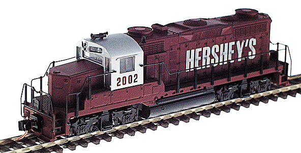 Diesel EMD GP20 Powered -- Hershey's #2002 (maroon & silver)