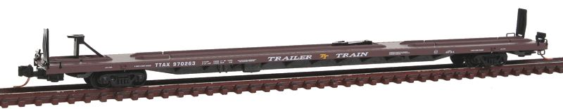 89'4" Trailer-On-Flatcar (TOFC) Intermodal Flatcar 4-Car Runner Pack - Read -- Trailer-Train #970261, 970263, 970265, 970267 (Boxcar Red)