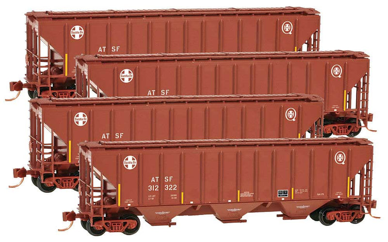 Pullman-Standard PS-2 CD 4427 High-Side 3-Bay Covered Hopper - Ready to Run -- Santa Fe 312322, 312548, 312573, 312575 (Boxcar Red, Small Q & ATSF Logos)