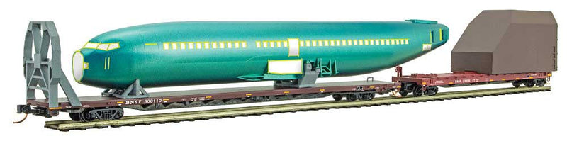 BNSF Fuselage Transportation 4-Car Set w/Loads - Ready to Run -- BNSF (Boxcar Red, yellow Conspicuity Markings)-1