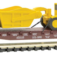 50' Fishbelly-Side Flatcar with Construction Loads 3-Pack - Ready to Run -- Pennsylvania Railroad 470105, 470109, 470118 (Tuscan)