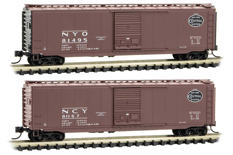 50' Single-Door Boxcar 2-Pack - Ready to Run -- New York Central NYO #81495, NCY #811 6 7 (April Fools; Boxcar Red, white)