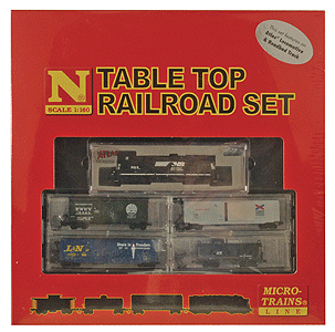 Tabletop Diesel Freight Set w/Powered Atlas GP40-2 Diesel -- Norfolk Southern; 22 x 52" Oval Track, 3 Freight Cars, & MOW Caboose