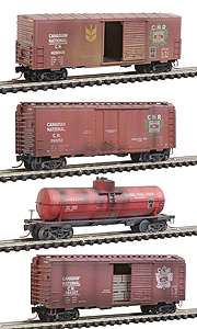 Weathered Freight Car 4-Pack -- Canadian