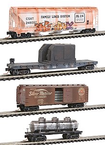 Weathered Freight Car 4-Pack -- Southeast