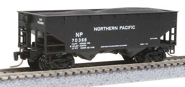 33' 2-Bay Offset-Side Open Hopper w/Load 4-Car Runner Pack - Ready to Run -- Northern Pacific #70215, 70224, 70352, 70368 (black)