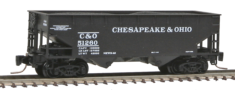 33' 2-Bay Offset-Side Open Hopper w/Load 8-Car Runner Pack - Ready to Run -- Chesapeake & Ohio (black)
