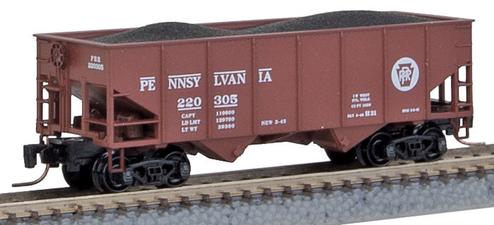 33' Rib-Side 2-Bay Hopper 8-Car Runner Pack - Ready to Run -- Pennsylvania Railroad (Tuscan, Circle Keystone Logo)