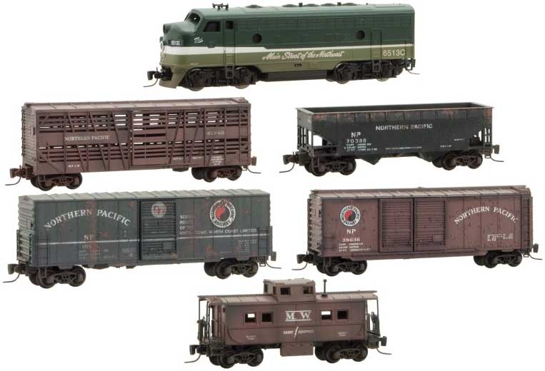 Diesel Freight Train-Only Set with F7A - Standard DC -- Northern Pacific F7, 5 Cars (Weathered)
