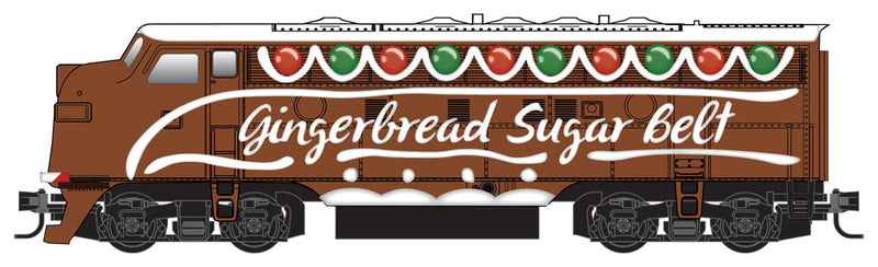Gingerbread Sugar Belt Christmas Train-Only Set - Standard DC -- EMD F7, 4 Cars (gingerbread motif)-1