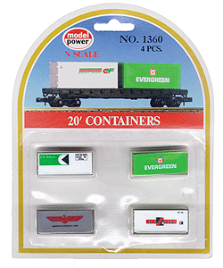 20' Containers Assortment pkg(4) -- 1 Each: Evergreen, SeaLand, CP Ships & American President Lines