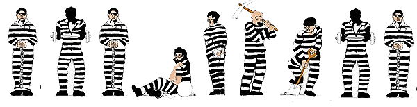 Prisoners pkg(9) -- Black & White-Striped Uniforms