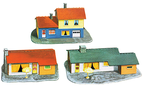 Building Kits pkg(3) -- Suburban Houses - 4 x 2-3/4"  10 x 6.9cm