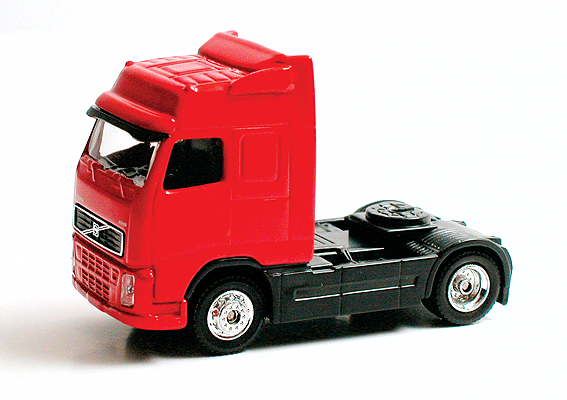 Diecast Truck - Volvo -- Red, All Trucks Include Hard Plastic 2-pc. Stackable Display Box