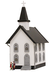 Church -- Assembled - Lighted w/2 Figures