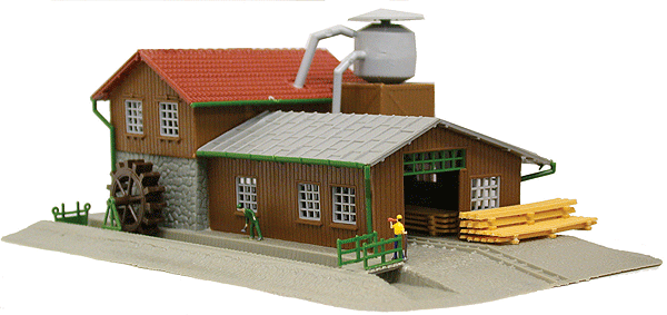 Assembled & Lighted Building w/2 Figures -- Saw Mill