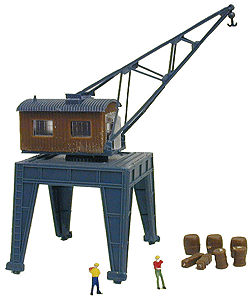 Built-Up Buildings Lighted w/Two Figures -- Crane