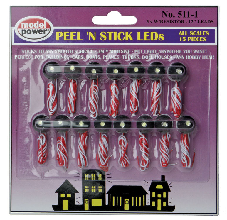 Peel 'N' Stick LED Lights w/Resistors -- pkg(15)