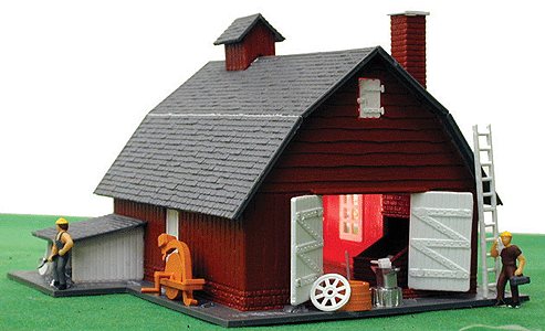 Built-Up Buildings -- Barn Horse Stable - 4-5/16 x 5-1/2"  11 x 14cm