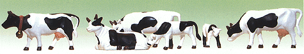 Farm Animals -- Cows & Calves (Black & White) pkg(6)