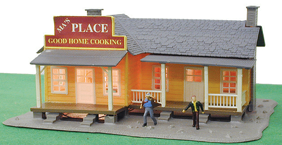Built-Up Buildings - Lighted w/2 Figures -- Ma's Place