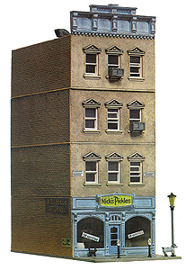 Built-Up Buildings Lighted w/Two Figures -- Nick's Pickles