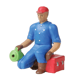 Painted Lighted Figure (LEDs & Fiber Optics for AC/DC) -- Man w/Flashlight