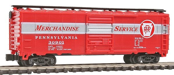 40' Boxcar -- Pennsylvania Railroad (Merchandise Service Scheme, Tuscan, white)