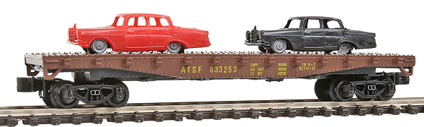 Flatcar w/Two Automobiles -- Atchison, Topeka & Santa Fe