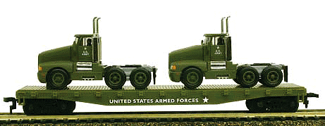 Military Action Series -- 51' Flatcar w/2 Army Truck Cabs
